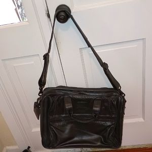Tumi leather expandable briefcase luggage